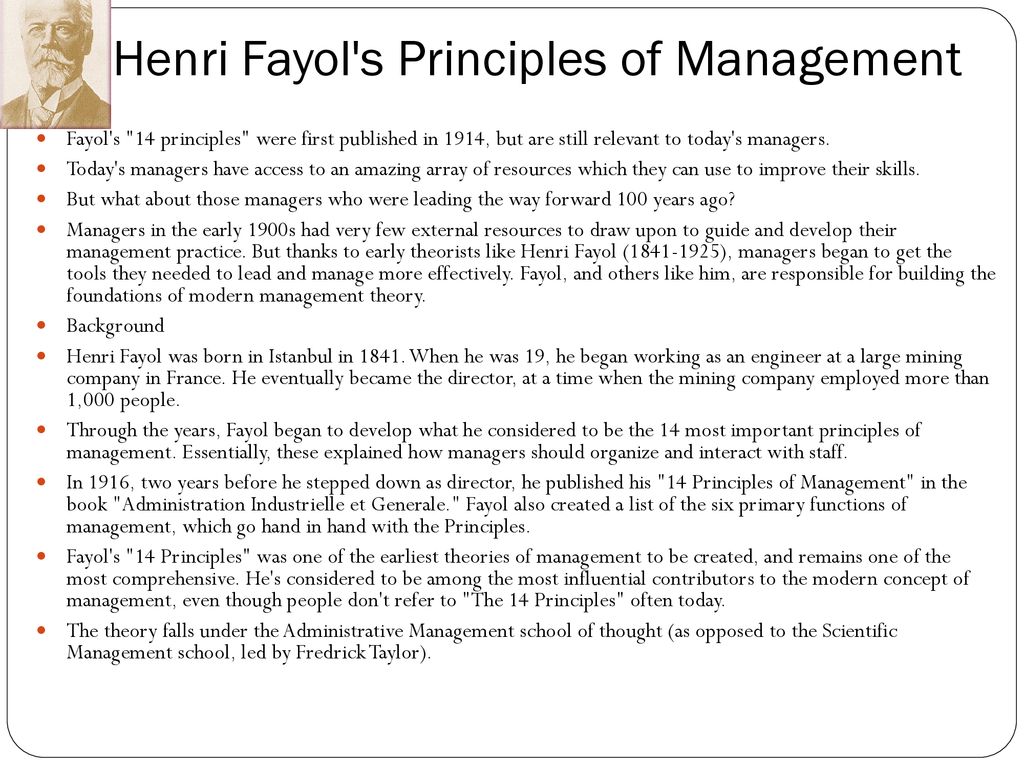 Scientific Management Henri Fayol's Principles of Management ...