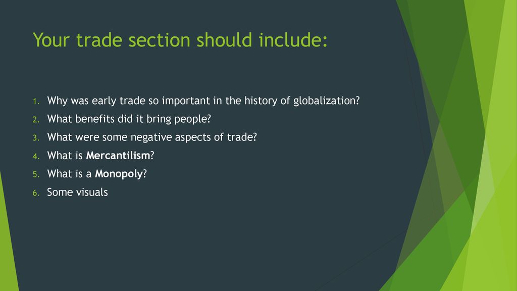Your trade section should include: