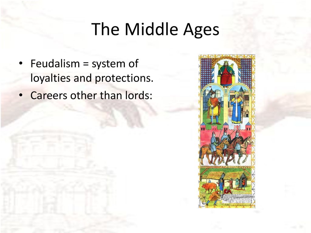 The Middle Ages Feudalism = system of loyalties and protections.