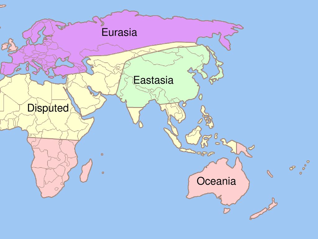 Евразия дели. Океания и Остазия 1984. 1984 Океания Остазия и Евразия. Карта Евразии 1984.