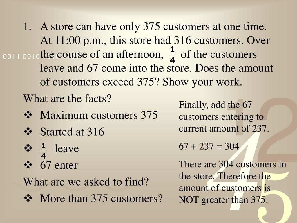 What are we asked to find More than 375 customers