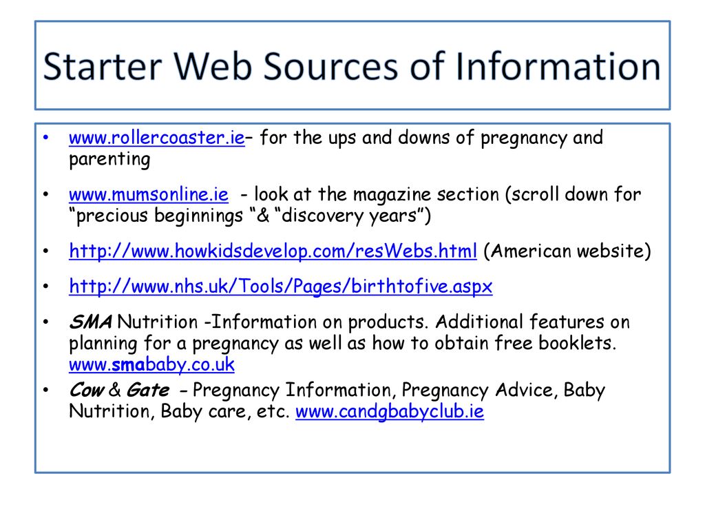 Starter Web Sources of Information