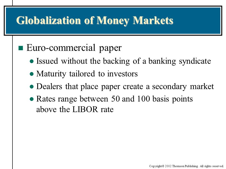 Globalization of Money Markets