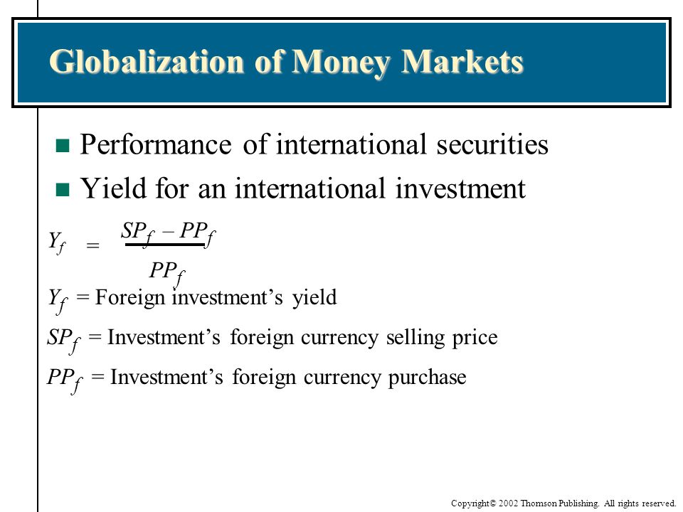 Globalization of Money Markets