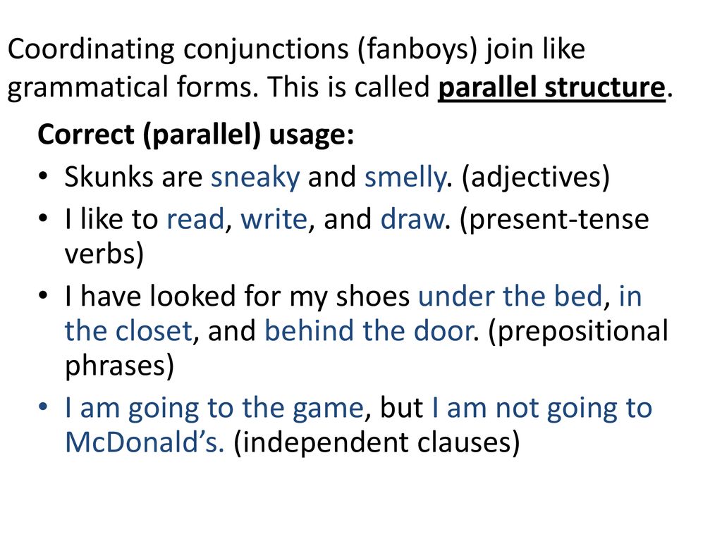 What are coordinating conjunctions? - ppt download