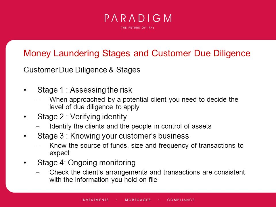 Money Laundering Stages and Customer Due Diligence