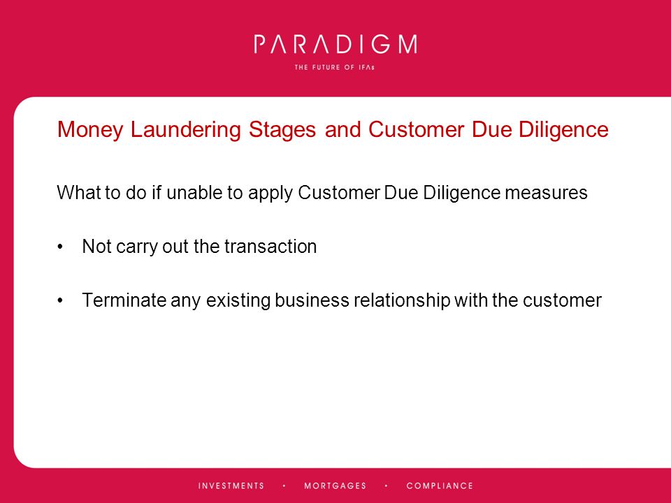 Money Laundering Stages and Customer Due Diligence