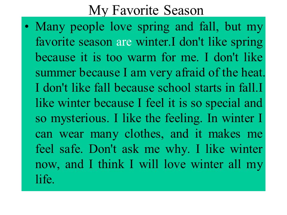 my favourite season essay