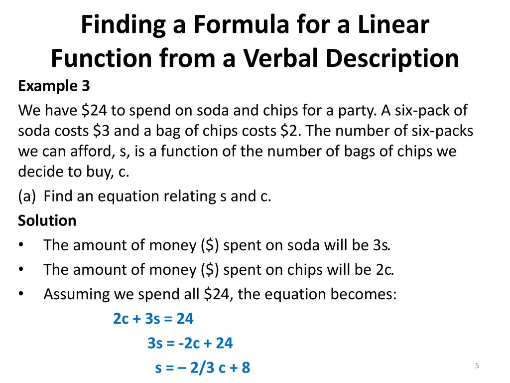 FORMULAS FOR LINEAR FUNCTIONS - ppt download