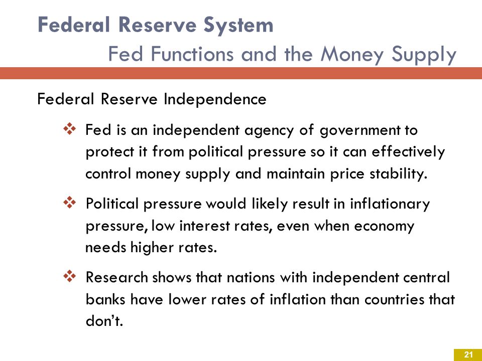 Federal Reserve System Fed Functions and the Money Supply