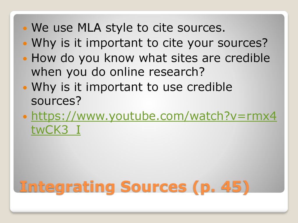 Table of contents p 44 kwl chart p 45 integrating sources ppt