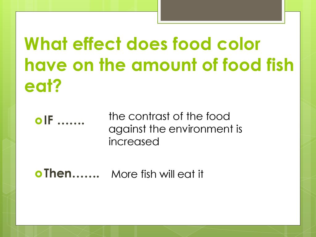 What effect does food color have on the amount of food fish eat