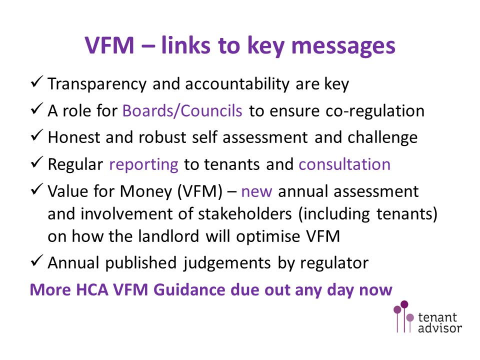 VFM – links to key messages