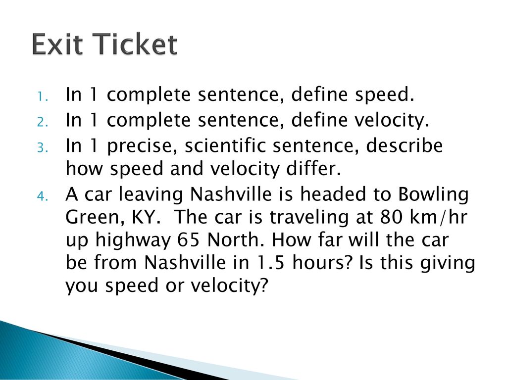 Speed vs. Velocity Thursday, March 5th, ppt download