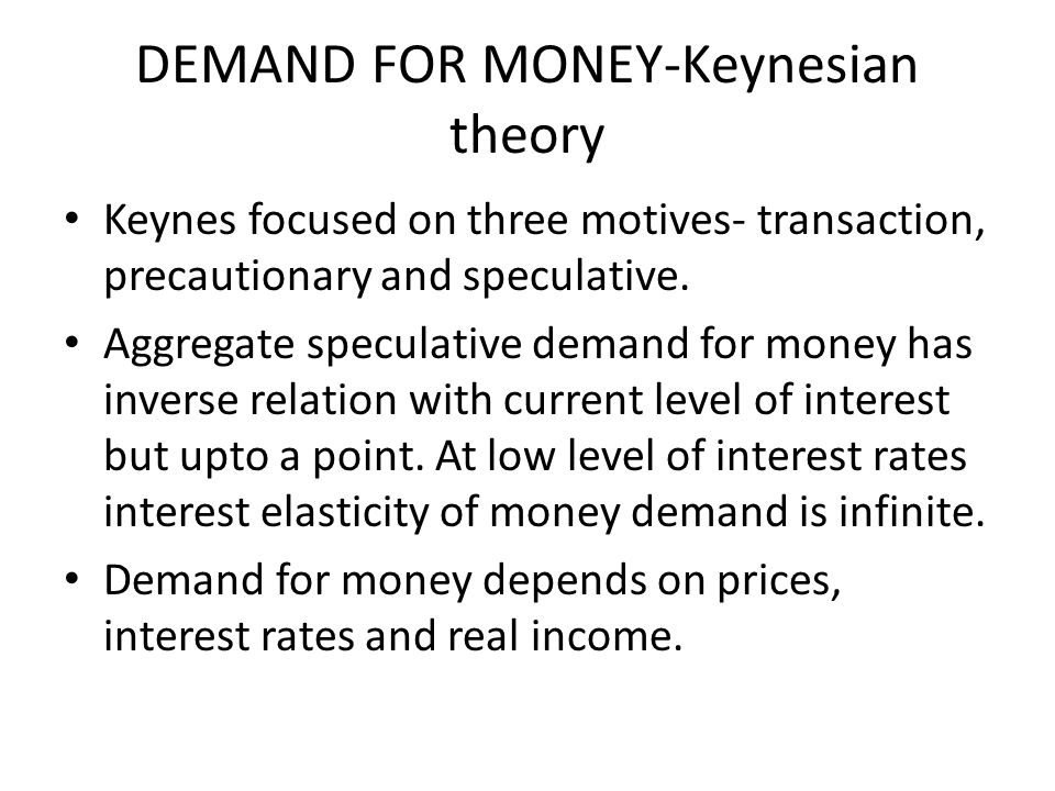 DEMAND FOR MONEY-Keynesian theory