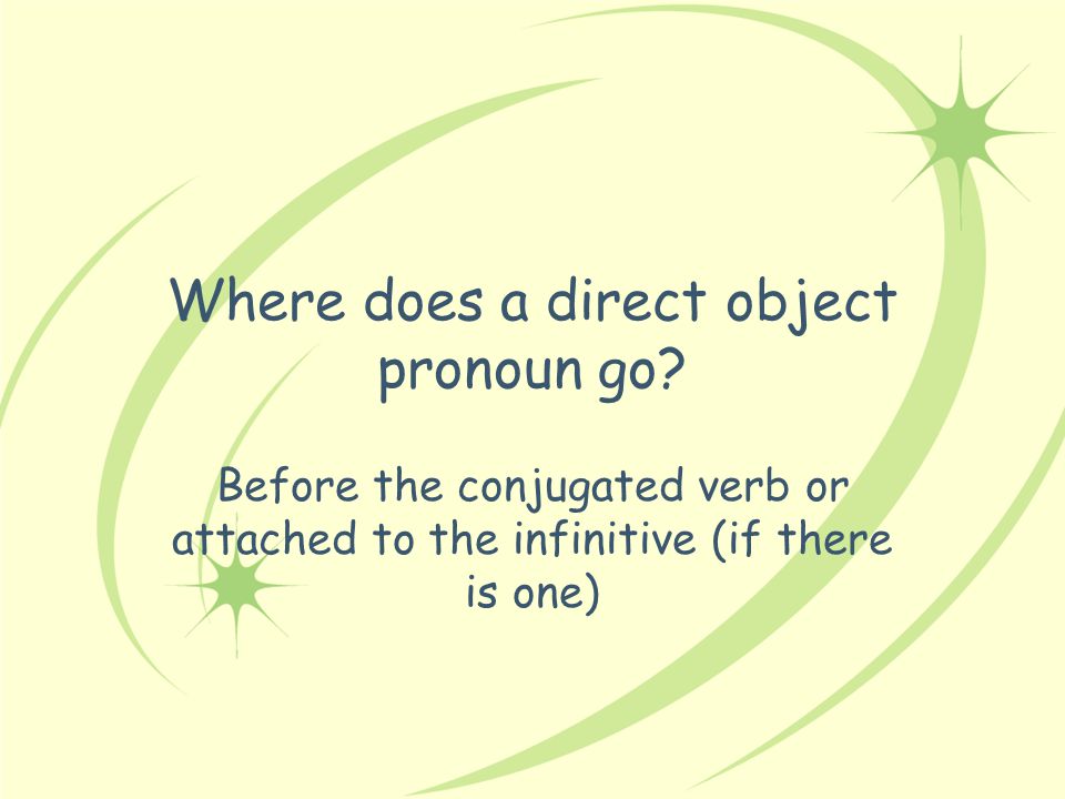 Where does a direct object pronoun go
