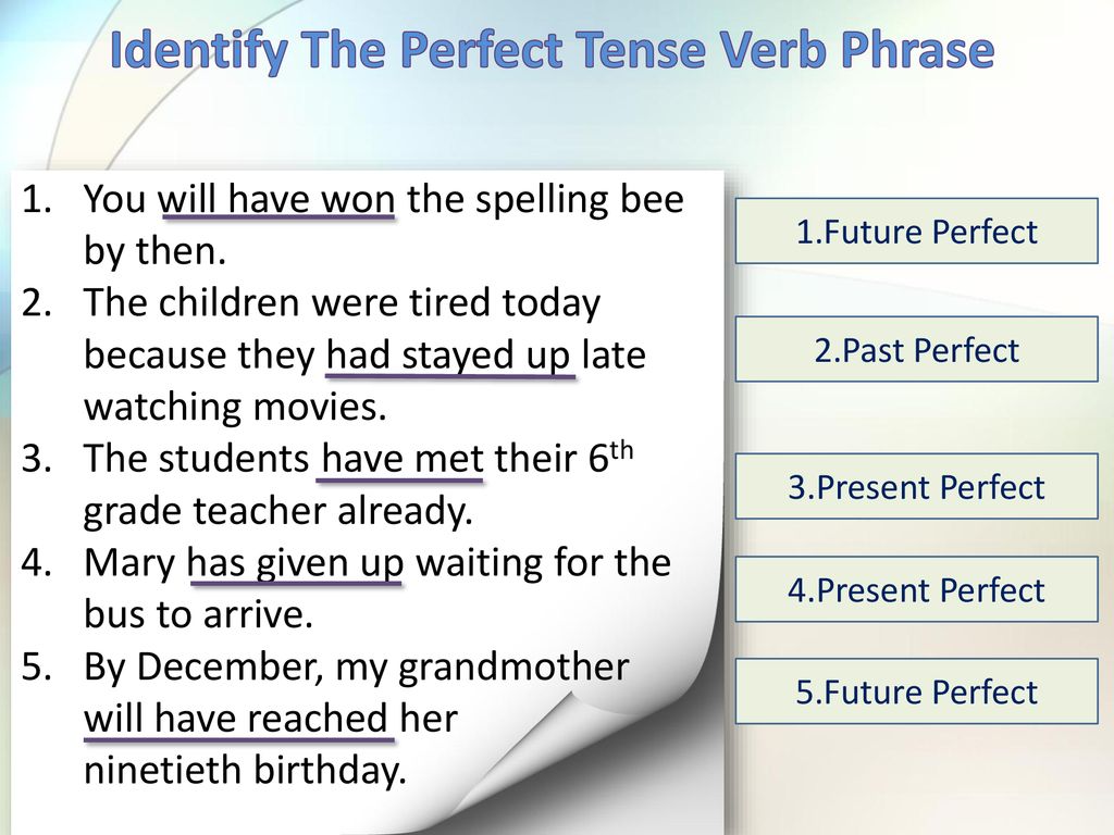 Perfect Tenses Of Verbs ppt download