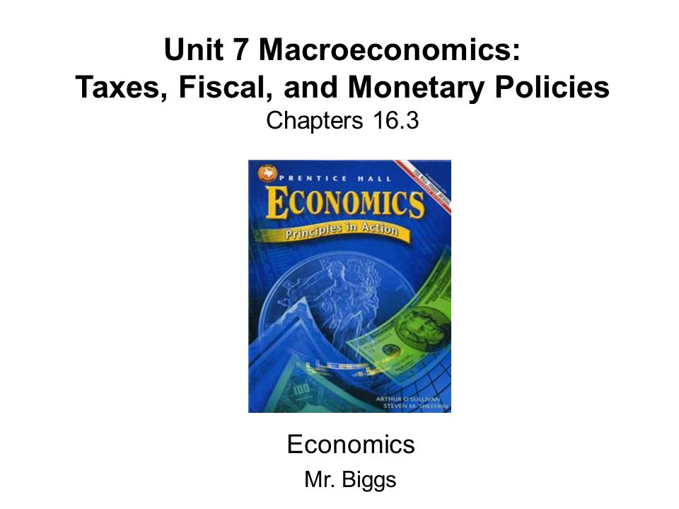 Taxes, Fiscal, and Monetary Policies