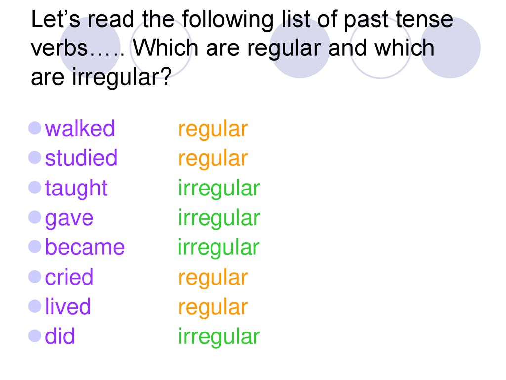 Irregular past tenses. Прошедшая форма Let. Let в прошедшем. Irregular verbs walk. Which verbs are Regular.
