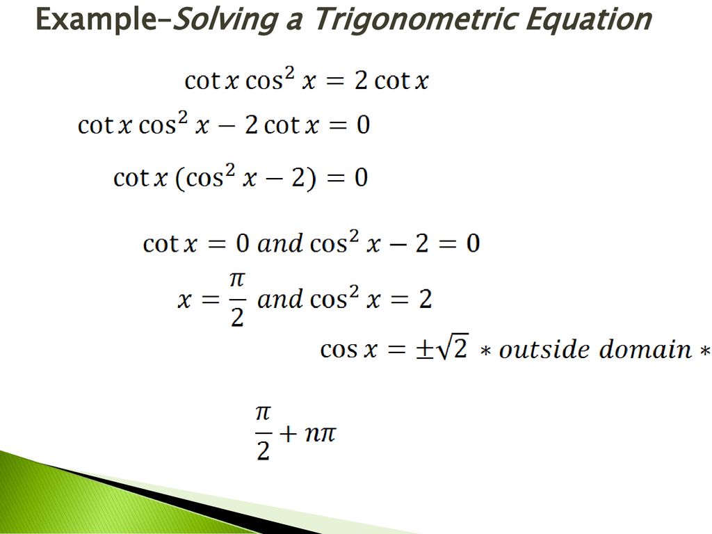 Solving Trigonometric Equations - ppt download With Regard To Solving Trig Equations Worksheet