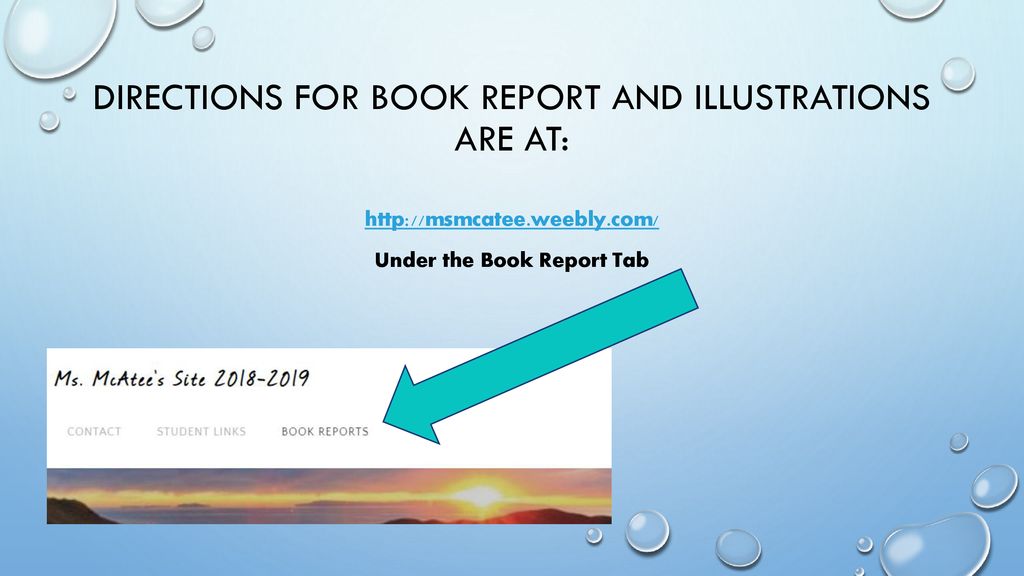 Directions for book report and illustrations are at: