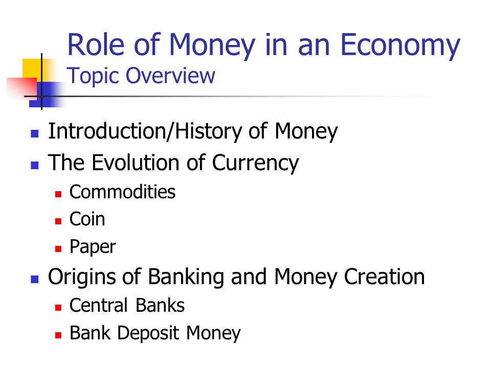 Role of Money in an Economy Topic Overview