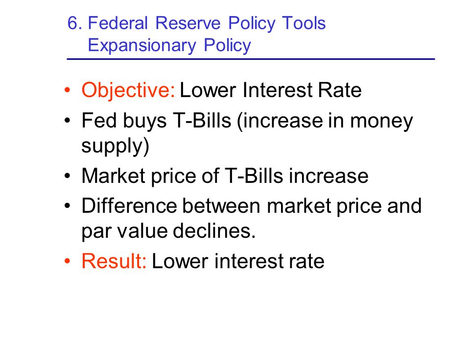 6. Federal Reserve Policy Tools Expansionary Policy