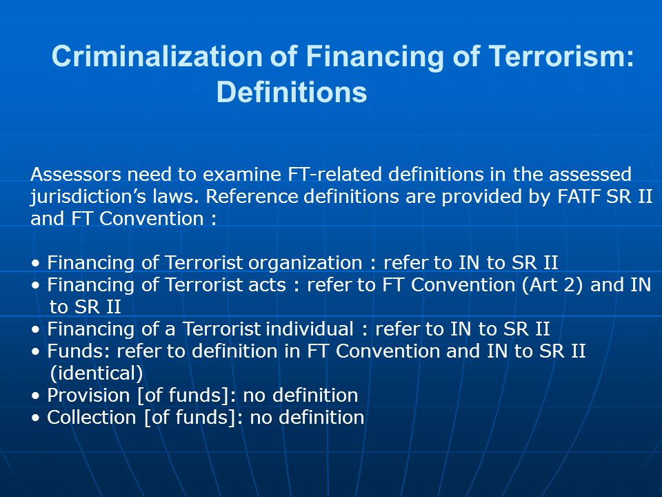Criminalization of Financing of Terrorism: Definitions