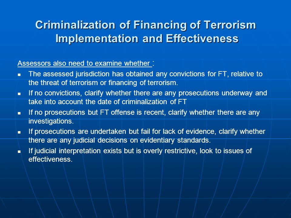 Criminalization of Financing of Terrorism Implementation and Effectiveness
