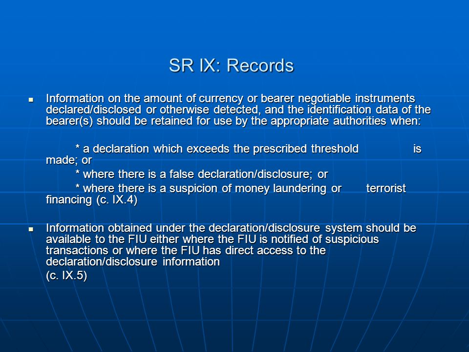 SR IX: Records