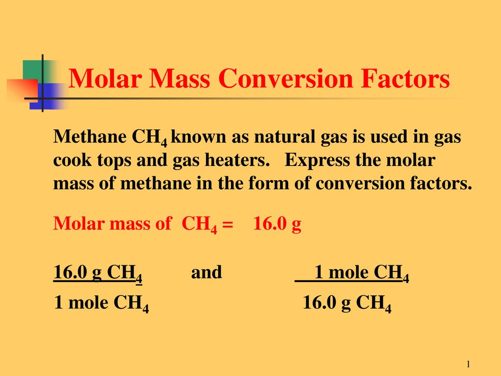 Molar Mass Conversion Factors - ppt download