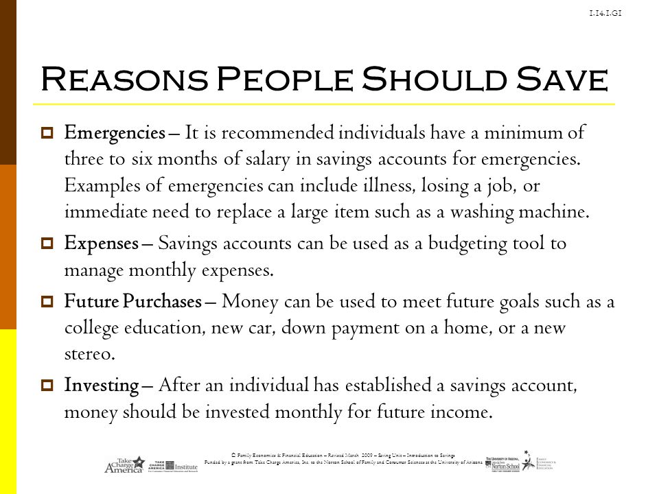 Reasons People Should Save