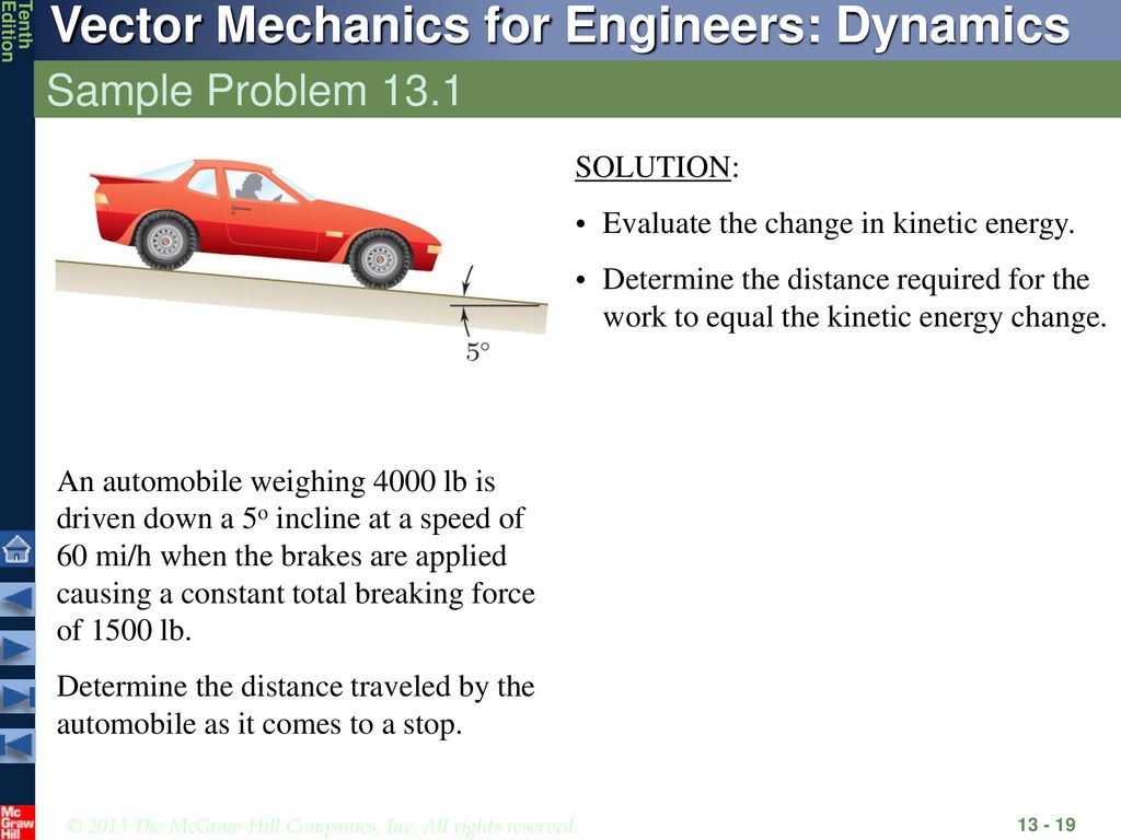 Sample Problem 13.1 SOLUTION: Evaluate the change in kinetic energy.