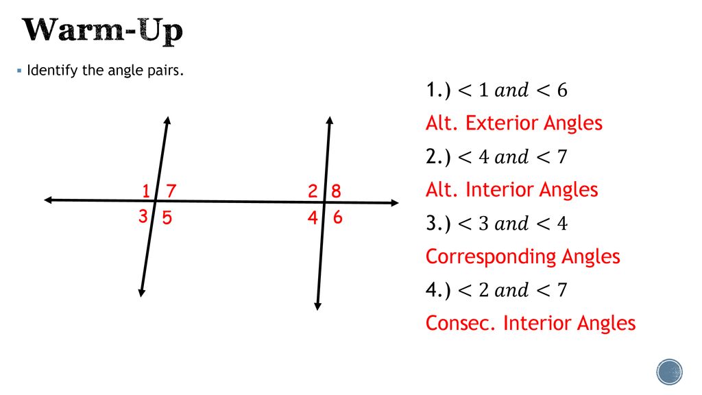 3.2 – Use Parallel Lines and Transversals - ppt download