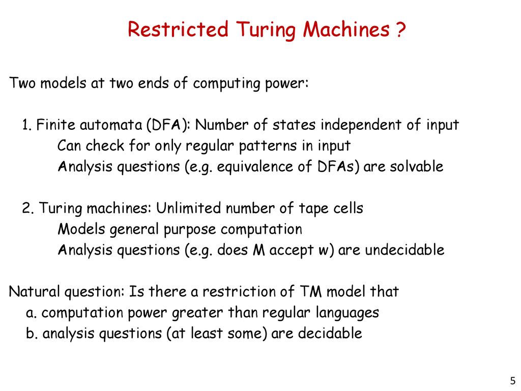 Restricted Turing Machines - GeeksforGeeks