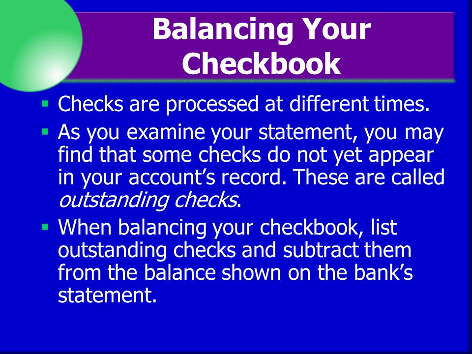 Balancing Your Checkbook