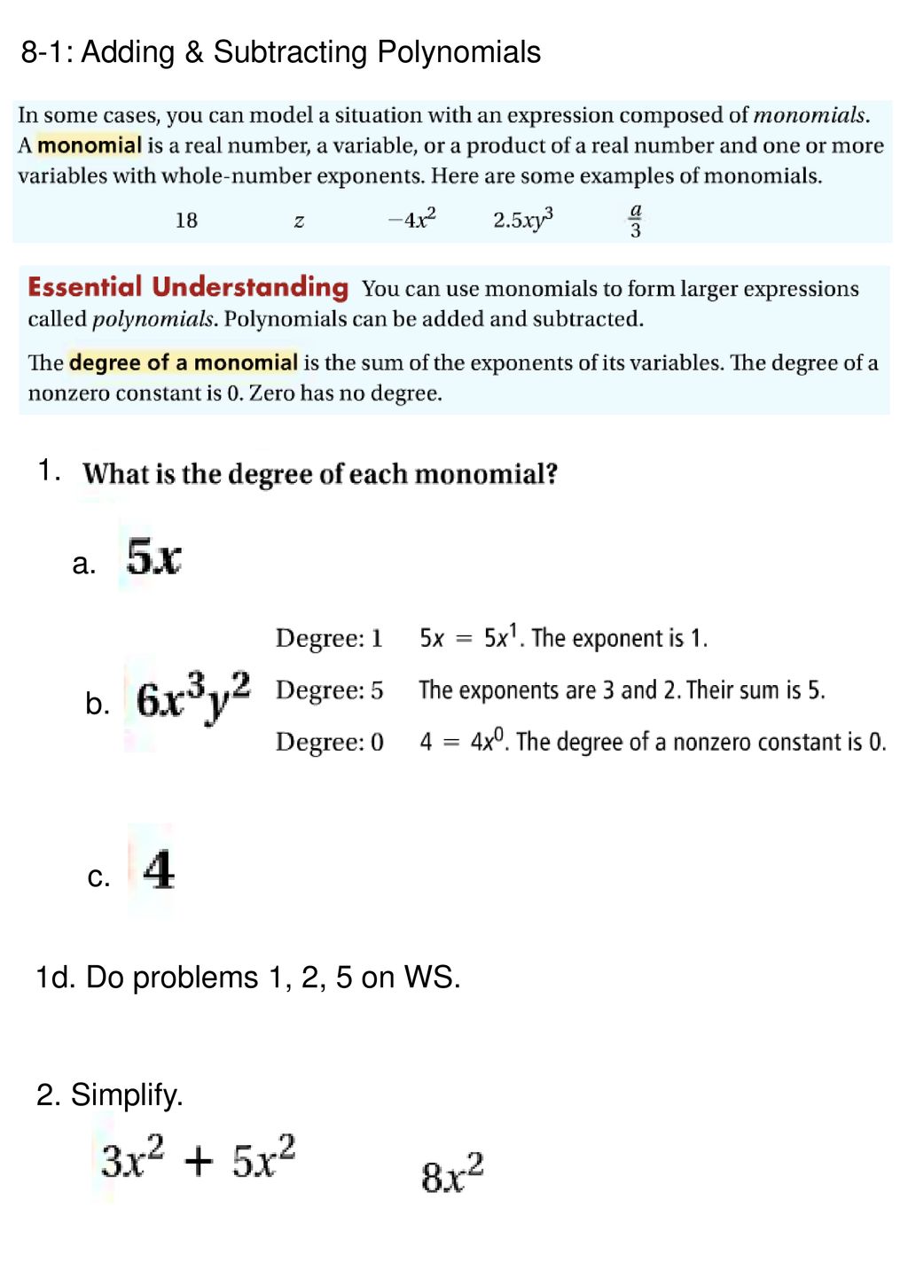 8 1 adding subtracting polynomials ppt download