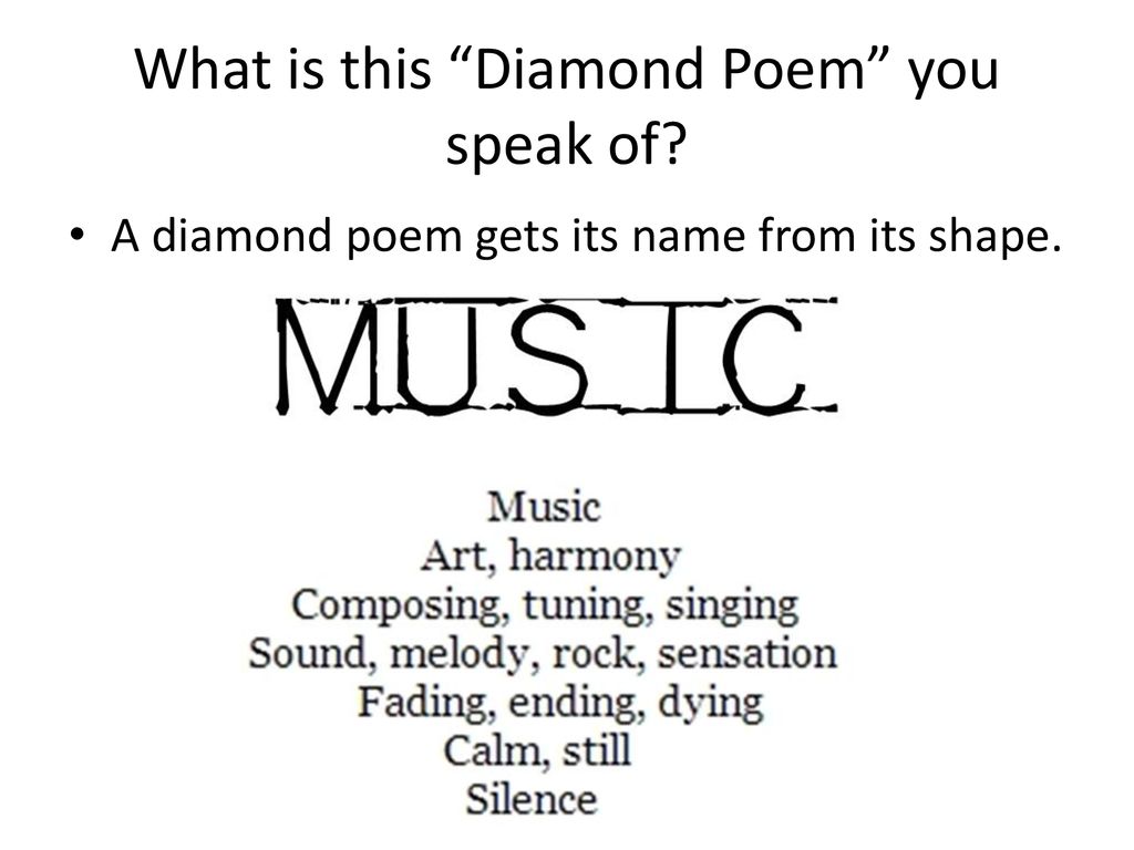 Also known as Diamante Poems - ppt download