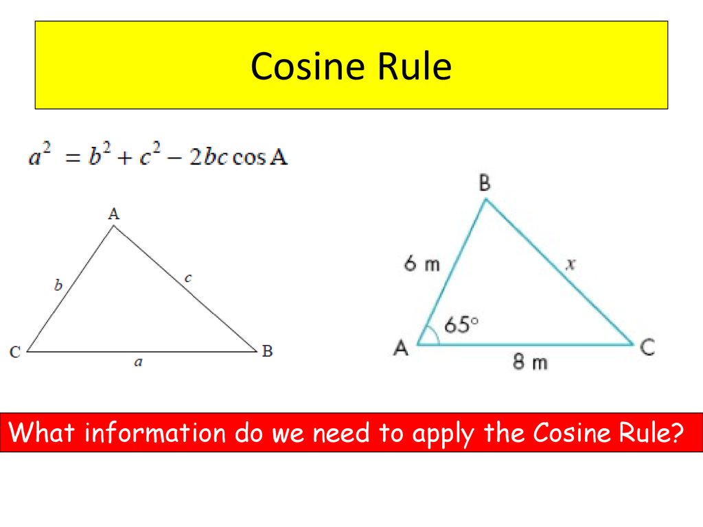 Cosine Rule What information do we need to apply the Cosine Rule