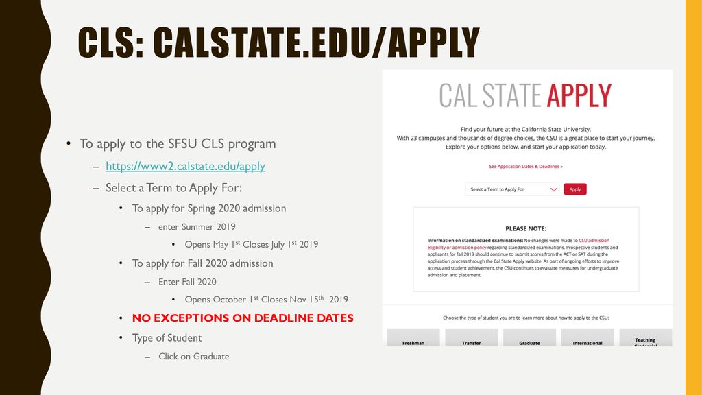 SFSU CLS Program Application Instructions ppt download