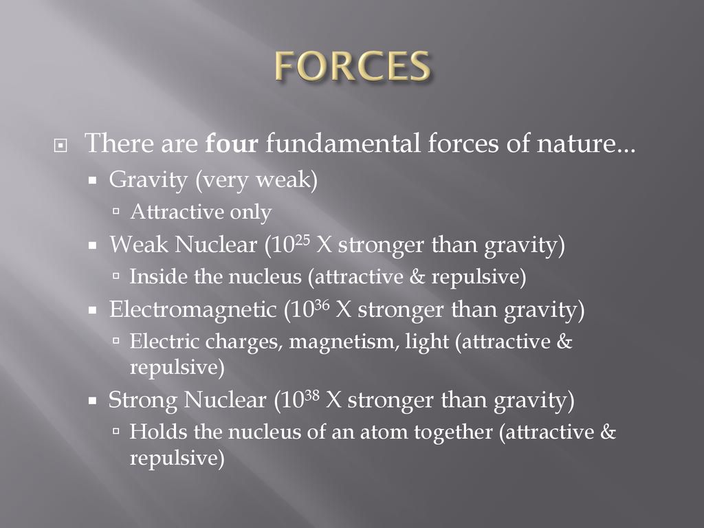 FORCES There are four fundamental forces of nature...