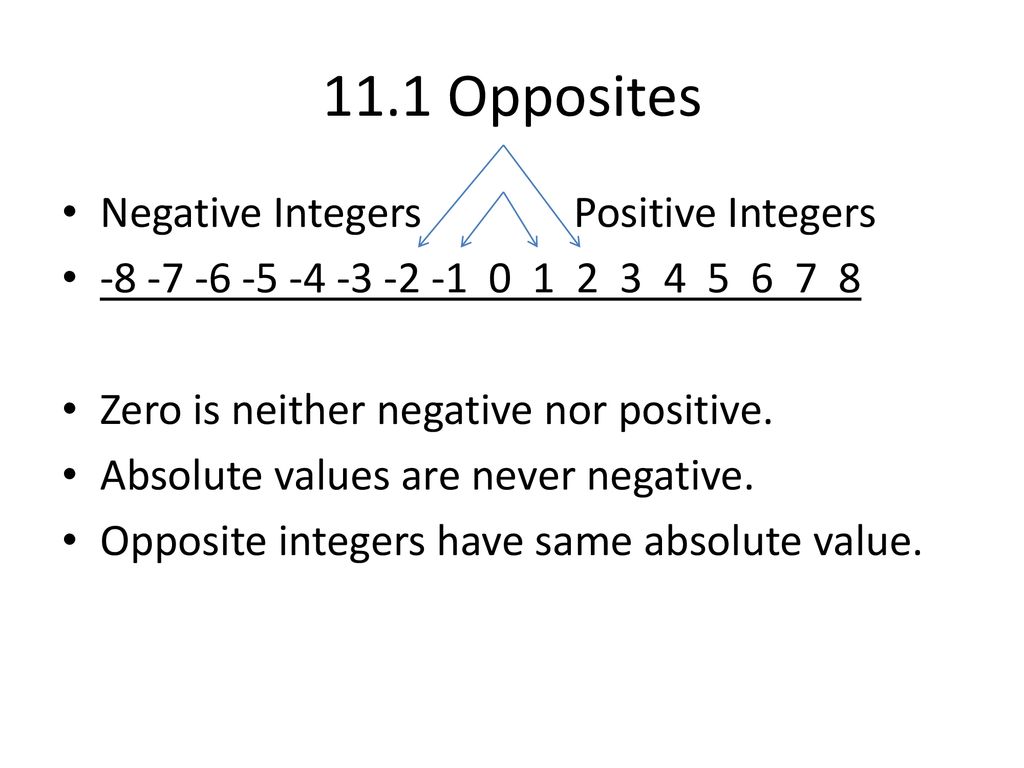 Ch 11.1 Integers + Absolute Value - ppt download