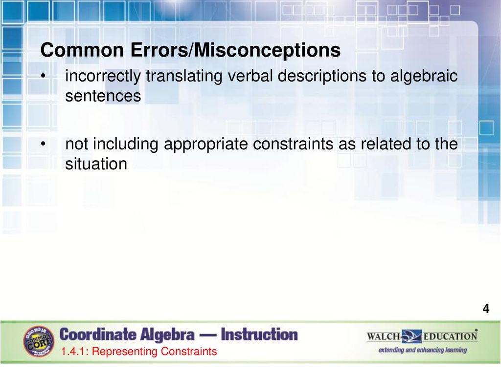 Common Errors/Misconceptions