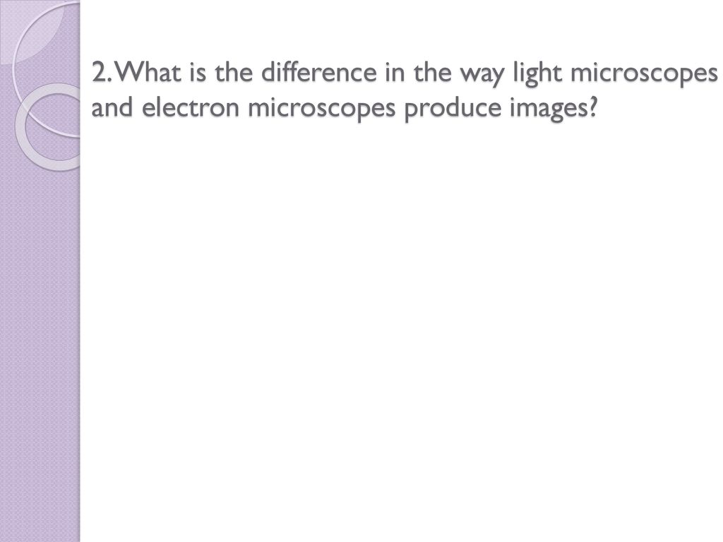 2. What is the difference in the way light microscopes and electron microscopes produce images