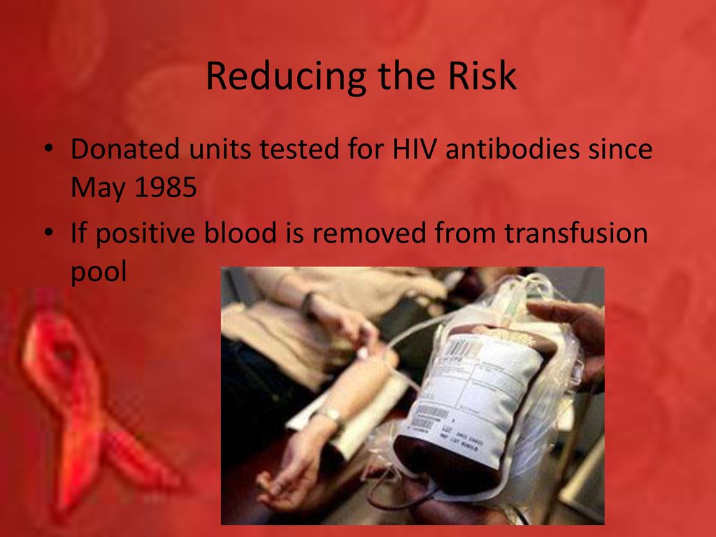 Reducing the Risk Donated units tested for HIV antibodies since May 1985.