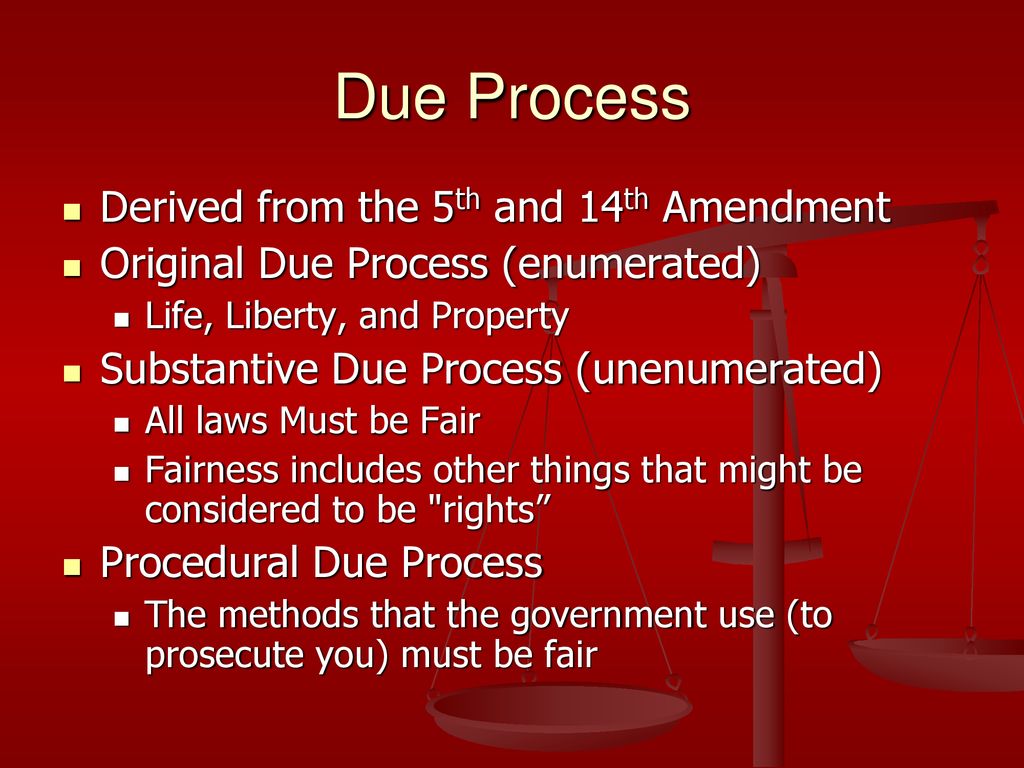 Due Process Derived from the 5th and 14th Amendment