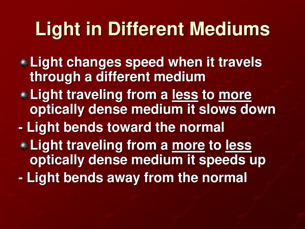 Light in Different Mediums