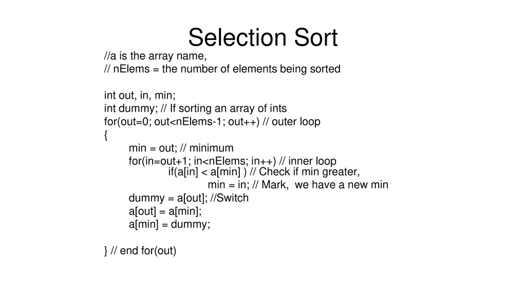 Array Review Selection Sort - ppt download