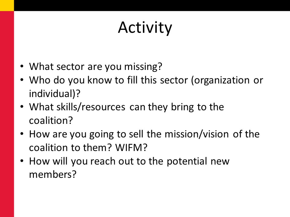 Activity What sector are you missing
