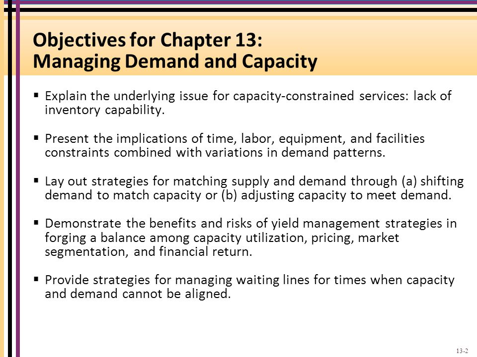 Objectives for Chapter 13: Managing Demand and Capacity